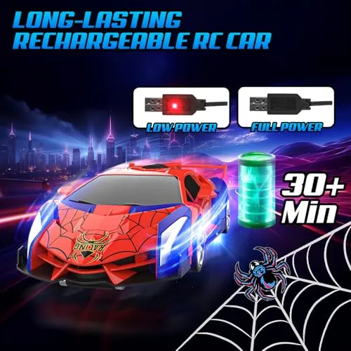 Macchina Telecomandata, 2.4GHz Trasforma Robot & RC Auto da Corsa Radiocomandata Giochi Esterno Giocattolo, Spider Cars Macchinine per Gioco Regalo Compleanno Natale Bambino Bimbi 3 4 5 6 7 8 9 Anni