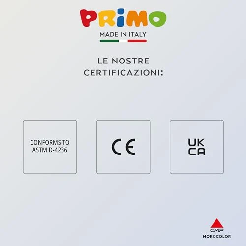 PRIMO - Tempere Lavabili per Bambini, 6 Colori per Bambini +3 Anni da 1L con Dosatore, Colori a Tempera per Dipingere Carta Stoffa Vetro, Pittura, Cartoleria, Lavoretti Creativi e Materiale Scolastico