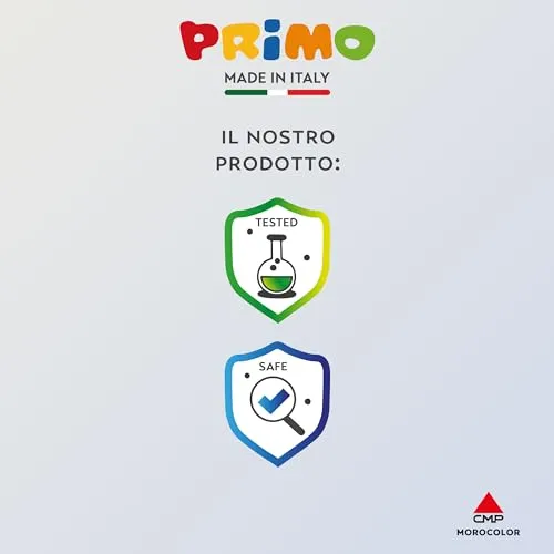 PRIMO - Tempere Lavabili per Bambini, 6 Colori per Bambini +3 Anni da 1L con Dosatore, Colori a Tempera per Dipingere Carta Stoffa Vetro, Pittura, Cartoleria, Lavoretti Creativi e Materiale Scolastico