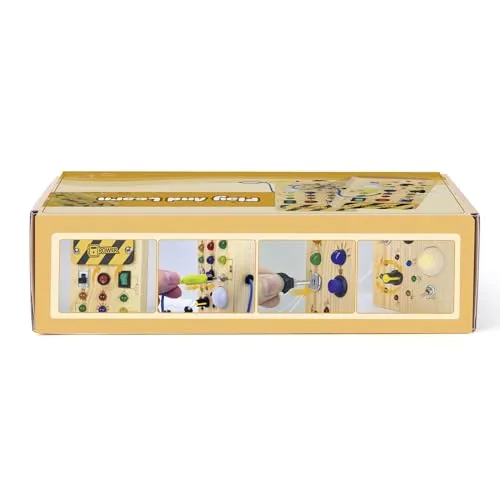 Giochi Bambini 1 anno Busy Board Montessori Gioco Bambino Regalo Bambino 1 2 3 anni Lavagna Montessori Sensoriale con Interruttore Luminoso a Led in Legno Attività Educative Giocattoli Da Viaggio