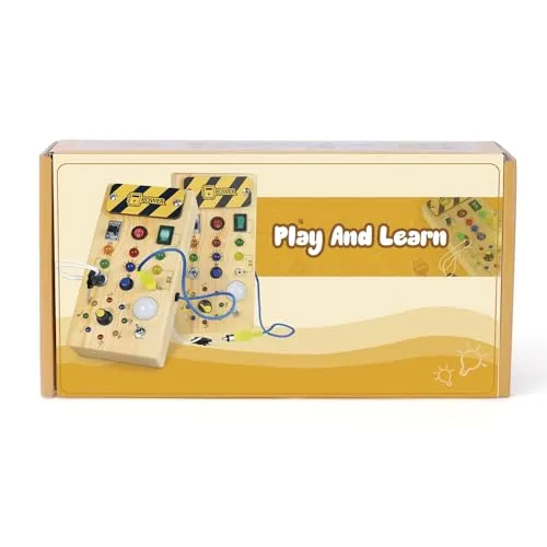 Giochi Bambini 1 anno Busy Board Montessori Gioco Bambino Regalo Bambino 1 2 3 anni Lavagna Montessori Sensoriale con Interruttore Luminoso a Led in Legno Attività Educative Giocattoli Da Viaggio