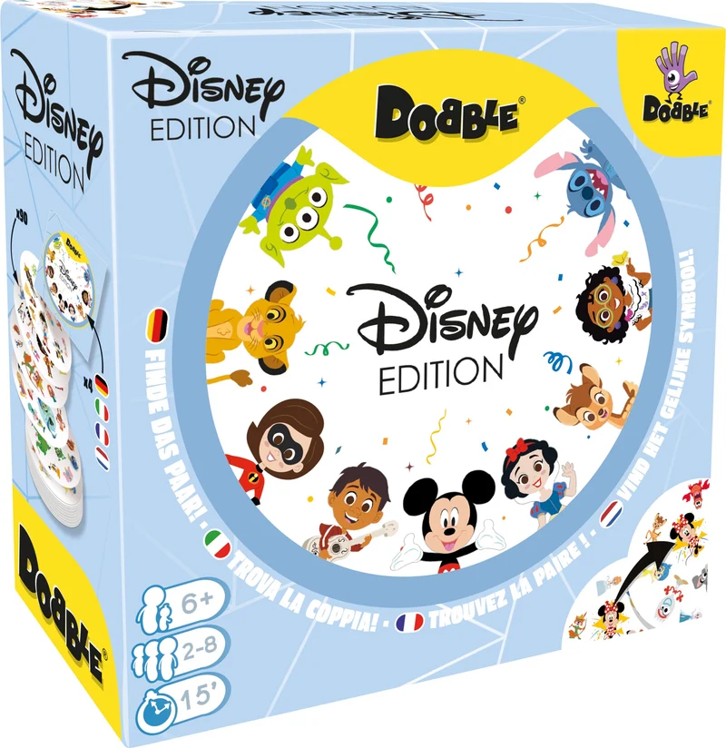 Asmodee - Dobble Disney Anniversary: 100 Years of Wonder - Divertente Gioco da Tavolo per Tutta la Famiglia con i Personaggi Disney, 2-8 Giocatori, 6+ Anni, Edizione in Italiano