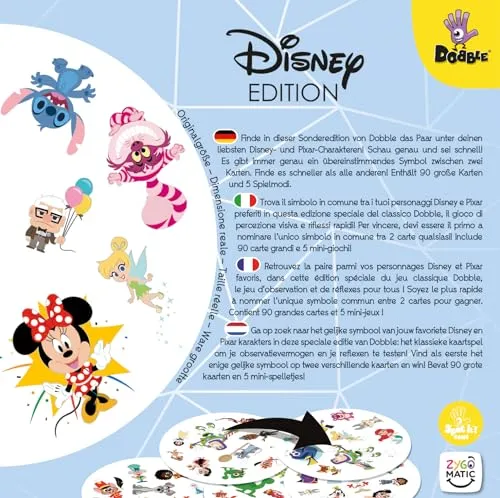 Asmodee - Dobble Disney Anniversary: 100 Years of Wonder - Divertente Gioco da Tavolo per Tutta la Famiglia con i Personaggi Disney, 2-8 Giocatori, 6+ Anni, Edizione in Italiano