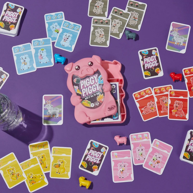 Piggy Piggy, gioco di carte, divertente e veloce gioco per famiglie, bambini, ragazzi e adulti, dai 7 anni in su, da 2 a 6 giocatori