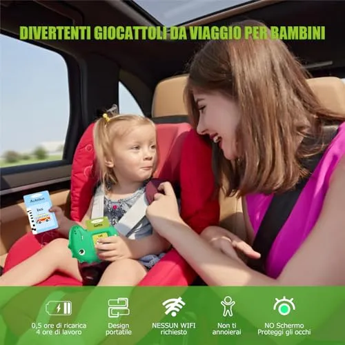 Talking Flash Cards Schede Flash Cards Parlanti Flash Cards Flash Cards Bambini Giocattoli Educativi per Bambini 3+ Anni Autismo Giochi Regali di Compleanno Giochi Montessori(Verde Italiano)