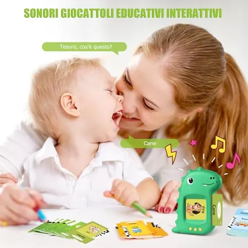 Talking Flash Cards Schede Flash Cards Parlanti Flash Cards Flash Cards Bambini Giocattoli Educativi per Bambini 3+ Anni Autismo Giochi Regali di Compleanno Giochi Montessori(Verde Italiano)