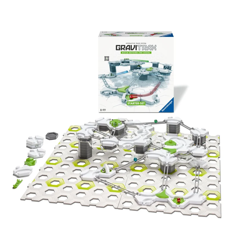 Ravensburger - GraviTrax Starter Kit, Pista di Biglie, Gioco Interattivo ed Educativo STEM, per Bambini 8+ Anni e Adulti, Compatibile con tutti i GraviTrax, 124 Pezzi