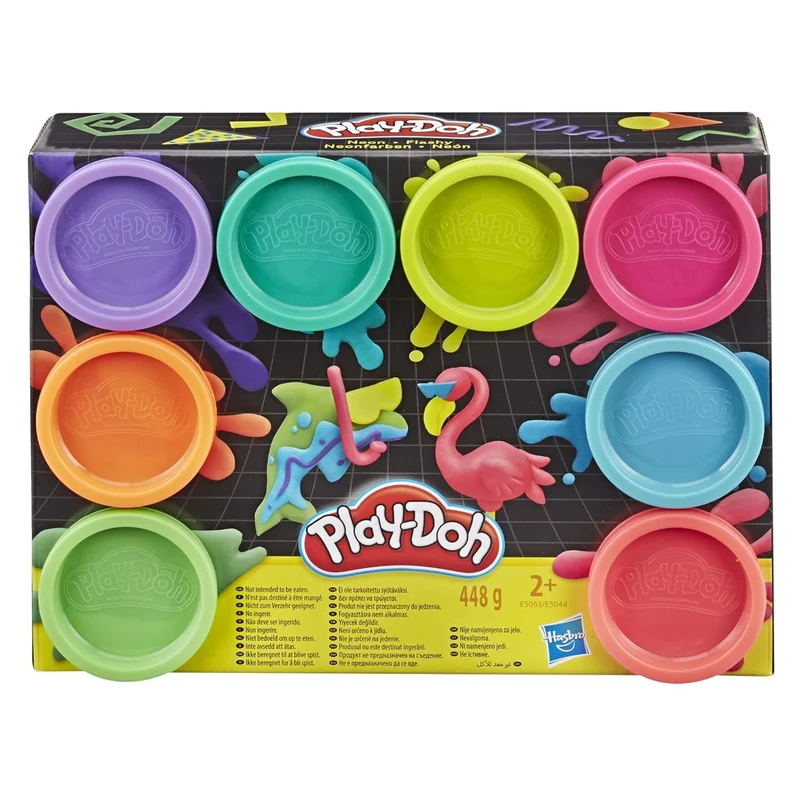 Play-Doh Hasbro Giochi per la Festa di Halloween per Bambini e Bambine da 2 Anni, Pasta da Modellare Neon Colori Vivaci (Confezione da 8 vasetti)