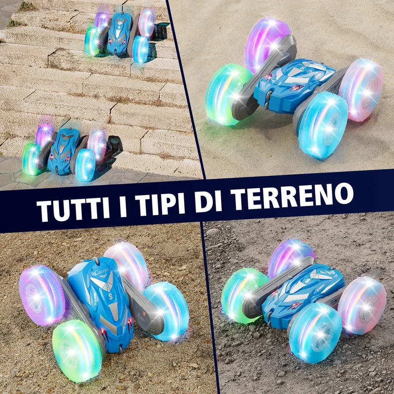 Cocopa Macchina Telecomandata per Bambini con Luce, Giochi Bambini 4 5 6 7 8 9 Anni, Regalo Bambino 3-12 Ragazzi Regali Giocattoli Natale Compleanno, Auto Radiocomandata 4X4 Truck Giochi Esterno (Blu)