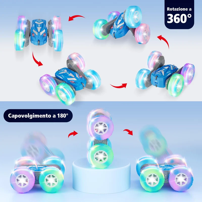 Cocopa Macchina Telecomandata per Bambini con Luce, Giochi Bambini 4 5 6 7 8 9 Anni, Regalo Bambino 3-12 Ragazzi Regali Giocattoli Natale Compleanno, Auto Radiocomandata 4X4 Truck Giochi Esterno (Blu)