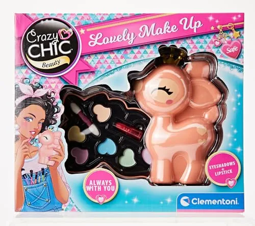 Clementoni Crazy Chic - Lovely Make Up Cerbiatto, Cofanetto Trucchi Bambine 6+ Anni, Trousse Portatile con Set Cosmetici Sicuri per Bambine, Idea Regalo Collezionabile, 18631