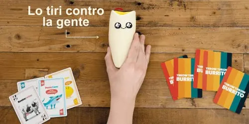 Asmodee - Throw Throw Burrito - Divertente Gioco da Tavolo, con Due Burrito Squishy, 7+ Anni, 2-6 Giocatori, Edizione in Italiano