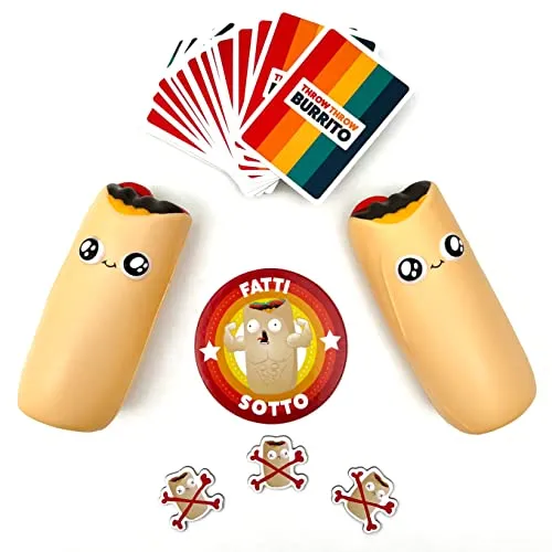 Asmodee - Throw Throw Burrito - Divertente Gioco da Tavolo, con Due Burrito Squishy, 7+ Anni, 2-6 Giocatori, Edizione in Italiano