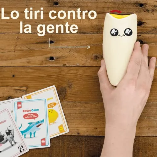 Asmodee - Throw Throw Burrito - Divertente Gioco da Tavolo, con Due Burrito Squishy, 7+ Anni, 2-6 Giocatori, Edizione in Italiano