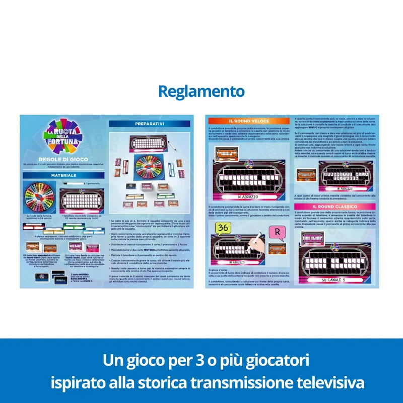 Ravensburger - La Ruota della Fortuna, Gioco da Tavolo per Tutta la Famiglia, 3+ Giocatori, Idea Regalo per Adulti e Ragazzi 14+ Anni, Edizione in Italiano