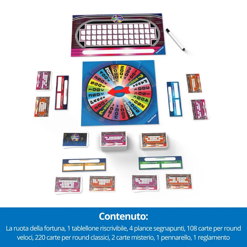 Ravensburger - La Ruota della Fortuna, Gioco da Tavolo per Tutta la Famiglia, 3+ Giocatori, Idea Regalo per Adulti e Ragazzi 14+ Anni, Edizione in Italiano