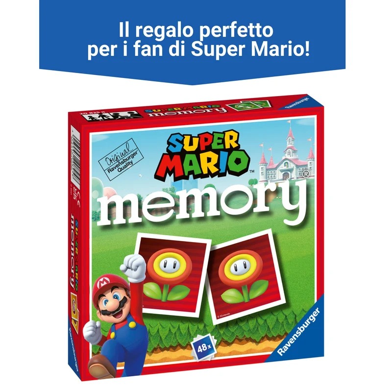 Ravensburger - Memory Super Mario, Gioco Da Tavolo, Memory Gioco per Bambini 3 Anni o più, 48 carte, 2 a 6 giocatori, Versione italiana