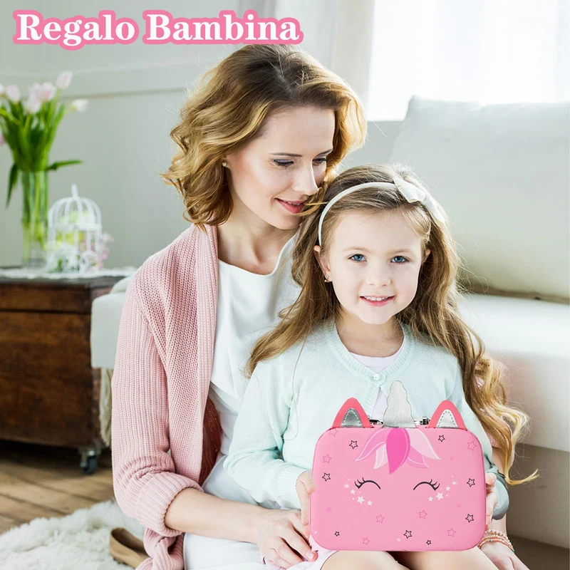 Heaning Trucchi Bambina Regalo Bambina Giocattoli - Trousse Valigetta Trucchi Bambina Giochi Bambina trucchi Halloween Natale Compleanno Giochi Bambini Regalo Bambina 3 4 5 6 7 8 9 10 11 12 Anni