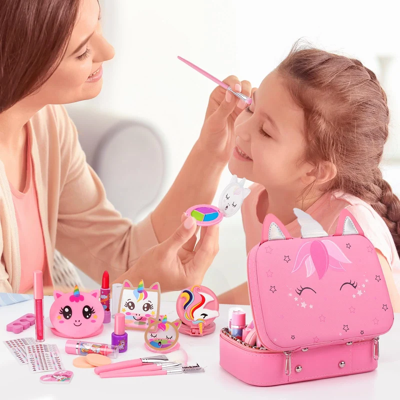 Heaning Trucchi Bambina Regalo Bambina Giocattoli - Trousse Valigetta Trucchi Bambina Giochi Bambina trucchi Halloween Natale Compleanno Giochi Bambini Regalo Bambina 3 4 5 6 7 8 9 10 11 12 Anni