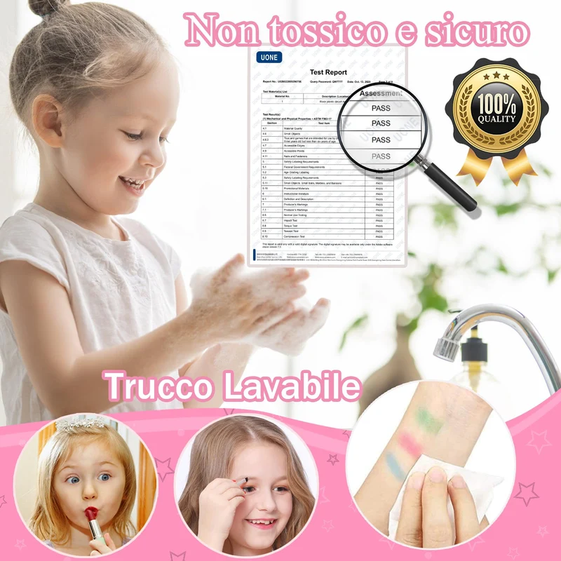 Heaning Trucchi Bambina Regalo Bambina Giocattoli - Trousse Valigetta Trucchi Bambina Giochi Bambina trucchi Halloween Natale Compleanno Giochi Bambini Regalo Bambina 3 4 5 6 7 8 9 10 11 12 Anni