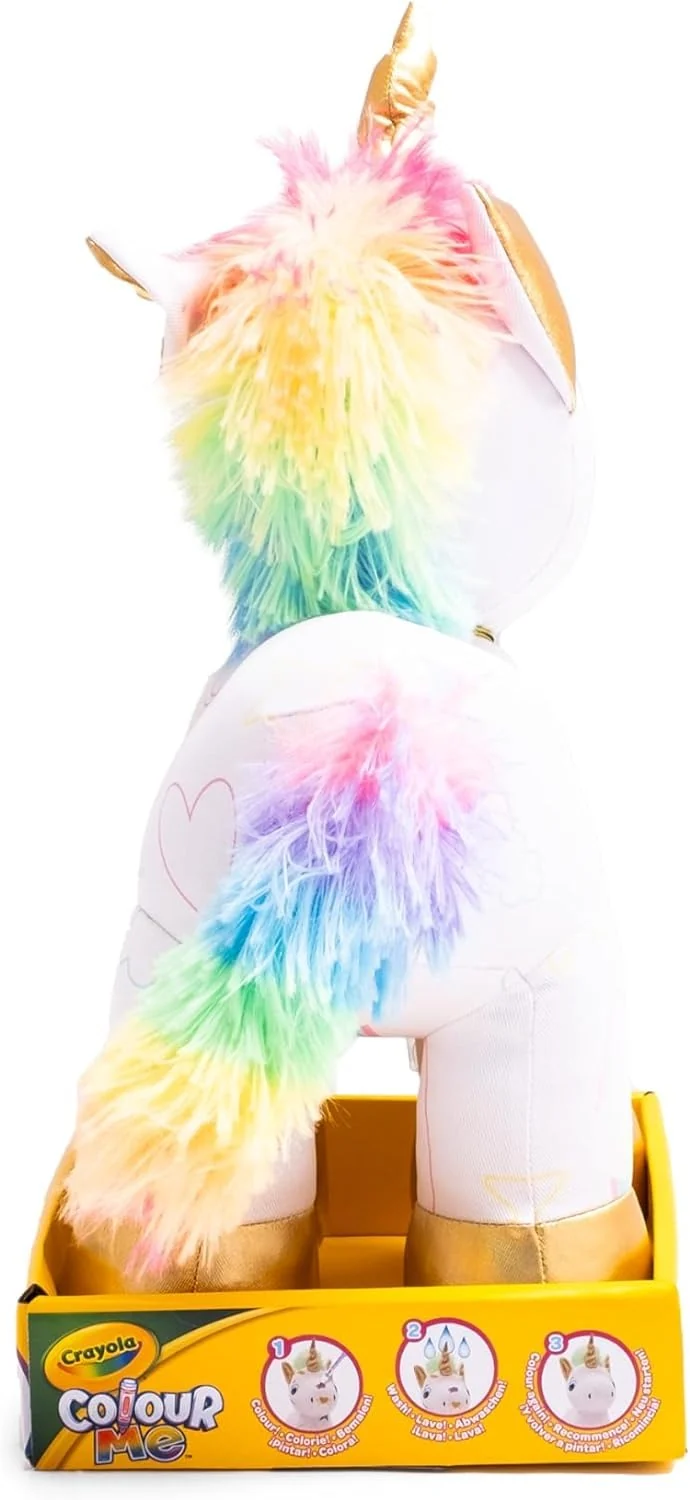 CRAYOLA Colour Me Plush, Peluche Colorabile con 3 Pennarelli, Soggetto Unicorno, attività Creativa e Regalo per Bambini, da 3 Anni, 4026316