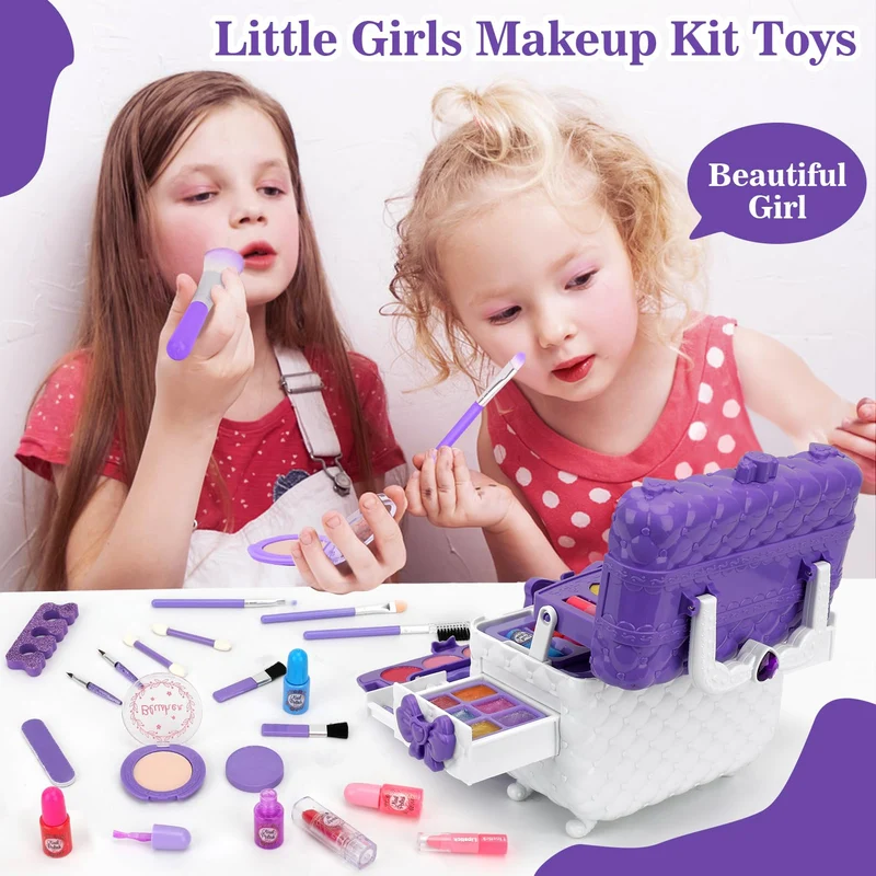 Aureyung Trucchi Bambina, 54PCS Lavabile Set Trucchi Bambina, Valigetta Trucchi Bambina, Giocattoli Bambina 3-12 Anni Giochi Bambina, Regalo Natale Compleanno Bambina 3 4 5 6 7 8 9 10 Anni