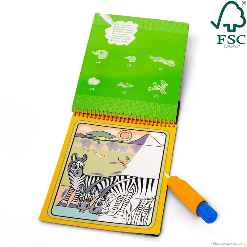 Melissa & Doug Water Wow Magic Book | Libro da Colorare con la Penna Magica a Tema Safari| Album con Pennarelli ad Acqua | Giochi da Viaggio per Bambini dai 3 ai 7 anni