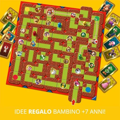 Ravensburger - Labirinto Super Mario, Gioco da Tavolo per Tutta la Famiglia, 2-4 Giocatori, Idea Regalo per Bambini 7+ Anni, Edizione in Italiano