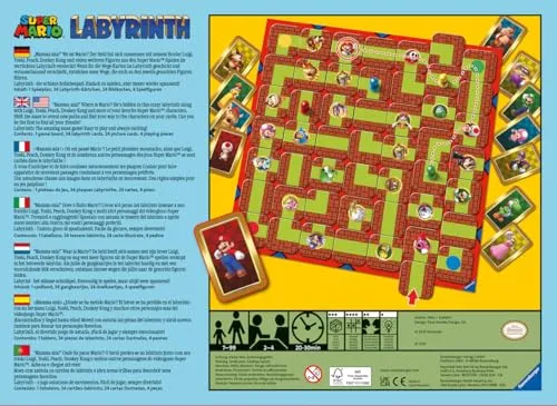 Ravensburger - Labirinto Super Mario, Gioco da Tavolo per Tutta la Famiglia, 2-4 Giocatori, Idea Regalo per Bambini 7+ Anni, Edizione in Italiano