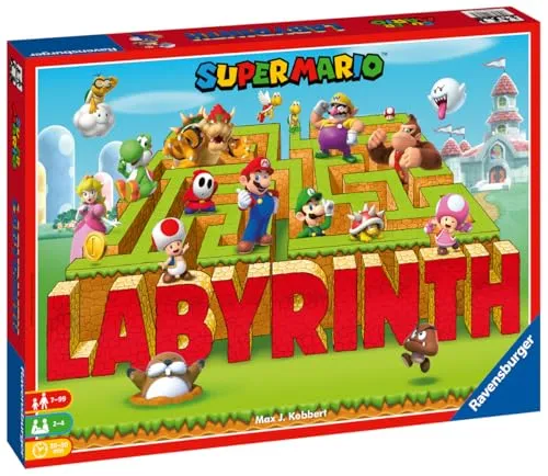 Ravensburger - Labirinto Super Mario, Gioco da Tavolo per Tutta la Famiglia, 2-4 Giocatori, Idea Regalo per Bambini 7+ Anni, Edizione in Italiano