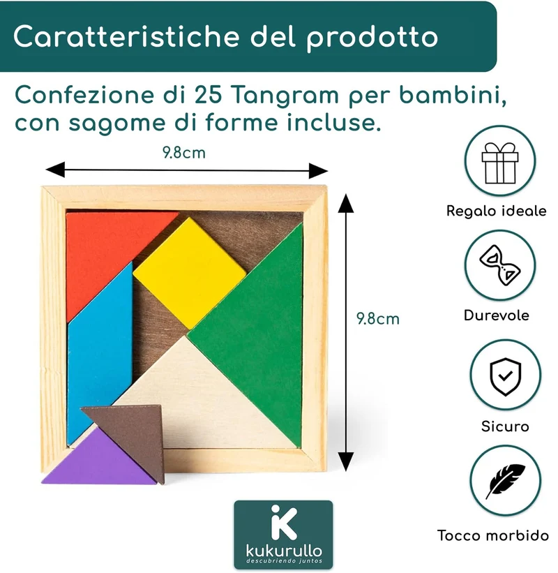 KUKURULLO Set di 25 Tangram Gadget Compleanno Bambini Regalini Fine Festa Compleanno Bambini Fantastico Gioco di Puzzle per Bambini Invitati Pensierini Bambini Dopo Festa, Puzzle rompicapo
