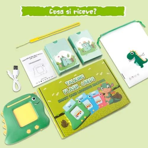 Xtaco flashcards bambini italiano e inglese, amico vocabolo gioco italiano,giochi montessori 2 anni, educativi prescolari Lingua Imparare a parlare Colori Numero Animali -224 Parole Verde