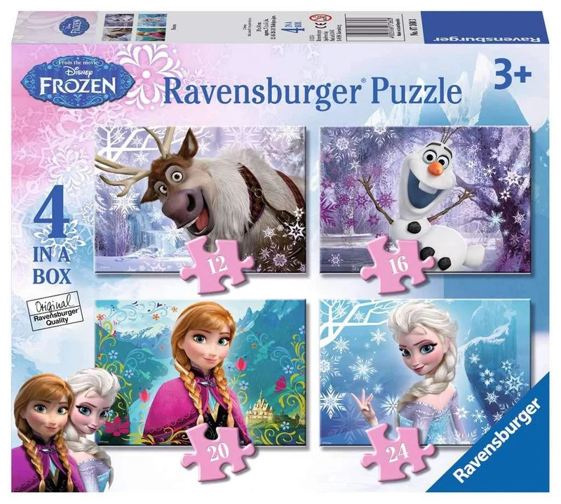 Ravensburger - Puzzle Frozen, Collezione 4 in a Box, Idea Regalo per Bambini 3+ Anni, Gioco Educativo e Stimolante, 4 Puzzle 12-16-20-24 Pezzi, 70x50 cm