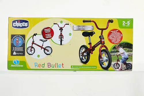 Chicco Red Bullet Bicicletta Bambini Senza Pedali 2-5 Anni, Bici Senza Pedali Balance Bike per l'Equilibrio, con Manubrio e Sellino Regolabili, Max 25 Kg, Rosso - Giochi Bambini 2-5 Anni