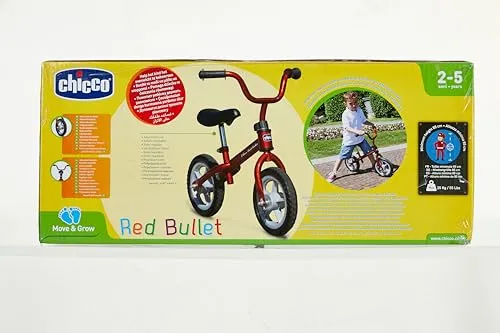 Chicco Red Bullet Bicicletta Bambini Senza Pedali 2-5 Anni, Bici Senza Pedali Balance Bike per l'Equilibrio, con Manubrio e Sellino Regolabili, Max 25 Kg, Rosso - Giochi Bambini 2-5 Anni