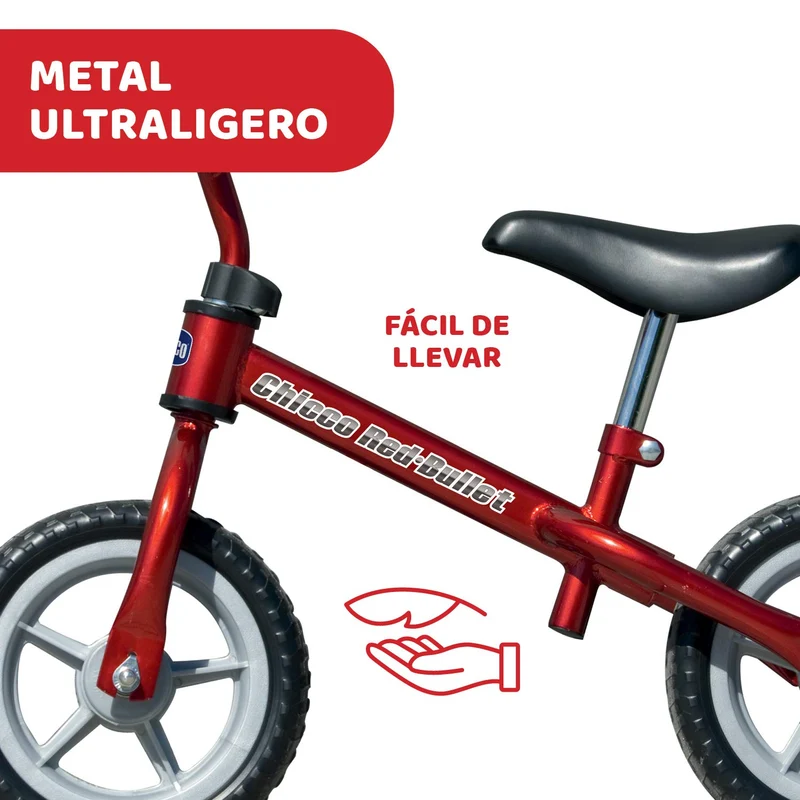 Chicco Red Bullet Bicicletta Bambini Senza Pedali 2-5 Anni, Bici Senza Pedali Balance Bike per l'Equilibrio, con Manubrio e Sellino Regolabili, Max 25 Kg, Rosso - Giochi Bambini 2-5 Anni