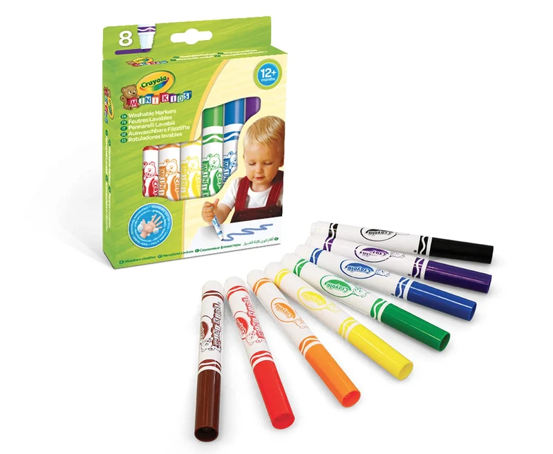 CRAYOLA Mini Kids - Kit di 8 Pennarelli Super Lavabili, Punta Arrotondata di Sicurezza, Colori Assortiti, Età consigliata: dai 12 mesi, 8324