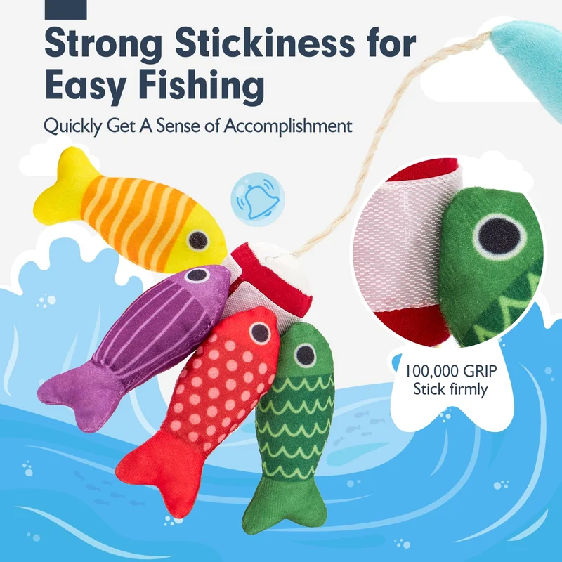 hahaland Giochi Montessori 1 Anno - Gioco Pesca Morbidi per Bambino con 15 Pesci - Gioco Bambino Colorato Giocattolo Educativo per 12-18 Mesi - Regali per Bambini 1 2 Anni