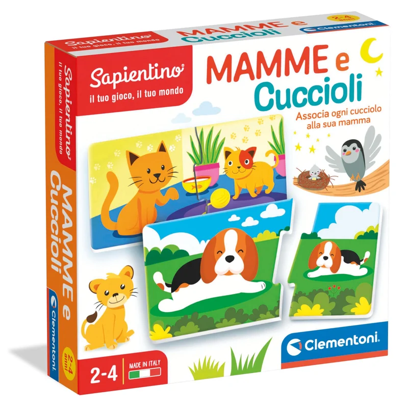 Clementoni Sapientino - Mamme e Cuccioli, Gioco Educativo per Bambini 2-4 Anni, Flashcards per Riconoscere gli Animali e i Loro Piccoli con Attività Divertenti e Colorate, Lingua Italiana, 16052