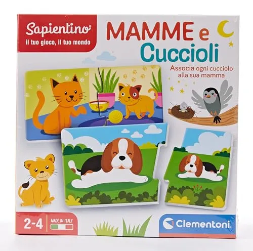 Clementoni Sapientino - Mamme e Cuccioli, Gioco Educativo per Bambini 2-4 Anni, Flashcards per Riconoscere gli Animali e i Loro Piccoli con Attività Divertenti e Colorate, Lingua Italiana, 16052