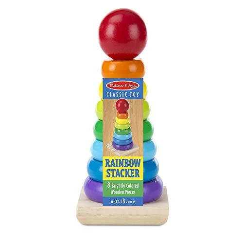 Melissa & Doug Gioco Torre Bambini con Anelli Impilabili Arcobaleno in Legno | Piramide | Incastri Educativi | Giochini Regalo 18 Mesi