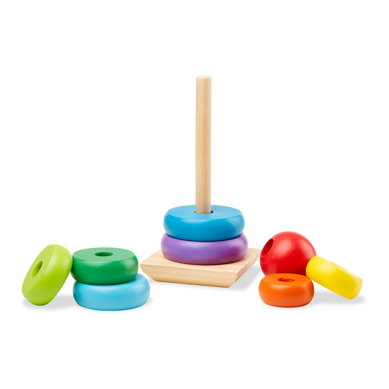 Melissa & Doug Gioco Torre Bambini con Anelli Impilabili Arcobaleno in Legno | Piramide | Incastri Educativi | Giochini Regalo 18 Mesi