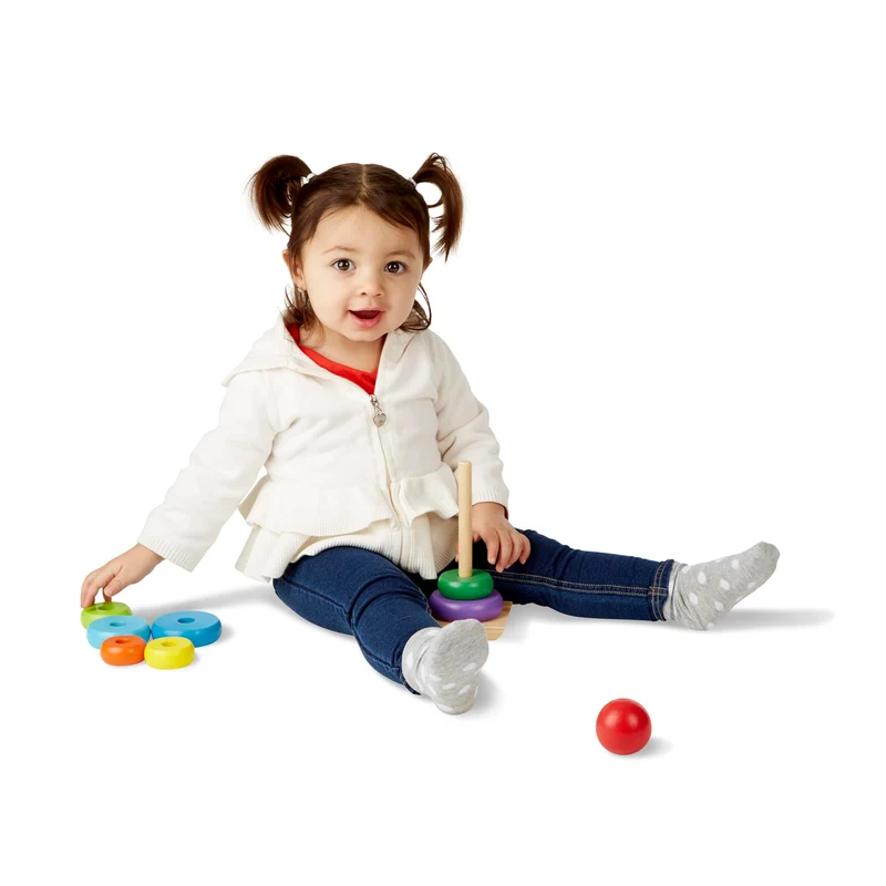 Melissa & Doug Gioco Torre Bambini con Anelli Impilabili Arcobaleno in Legno | Piramide | Incastri Educativi | Giochini Regalo 18 Mesi