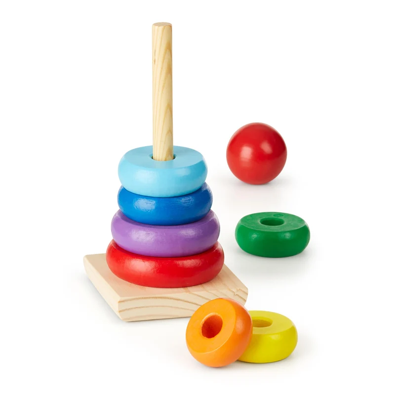 Melissa & Doug Gioco Torre Bambini con Anelli Impilabili Arcobaleno in Legno | Piramide | Incastri Educativi | Giochini Regalo 18 Mesi