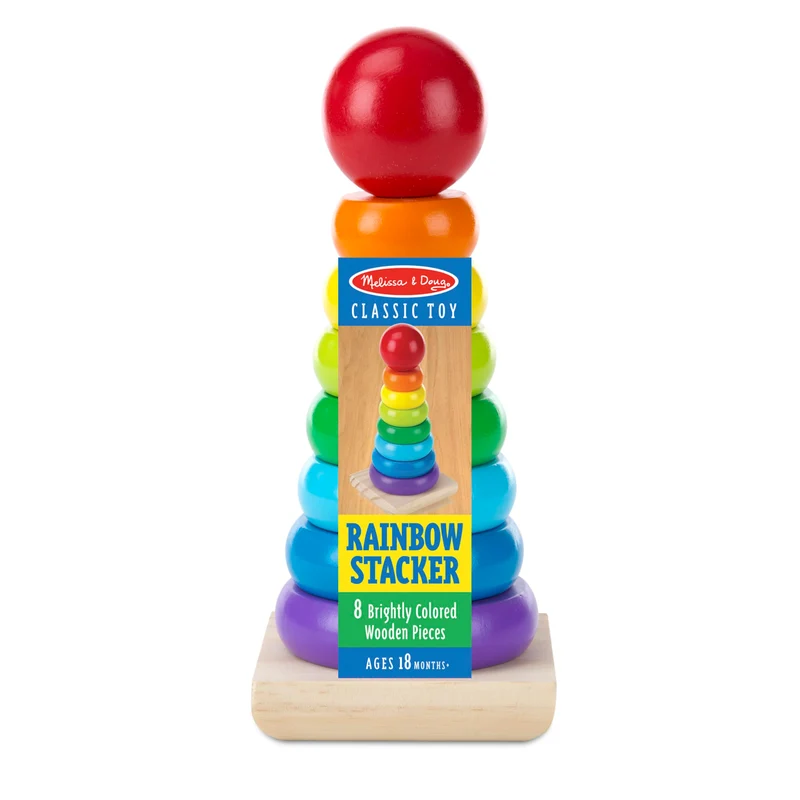 Melissa & Doug Gioco Torre Bambini con Anelli Impilabili Arcobaleno in Legno | Piramide | Incastri Educativi | Giochini Regalo 18 Mesi