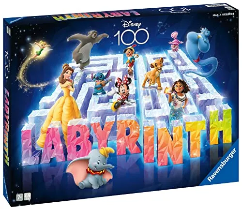 Ravensburger - Labirinto Disney 100° Anniversario, Gioco da Tavolo per Tutta la Famiglia, 2-4 Giocatori, Idea Regalo per Bambini 7+ Anni, Edizione in Italiano