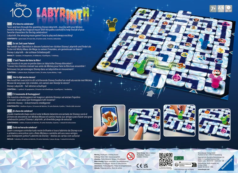 Ravensburger - Labirinto Disney 100° Anniversario, Gioco da Tavolo per Tutta la Famiglia, 2-4 Giocatori, Idea Regalo per Bambini 7+ Anni, Edizione in Italiano