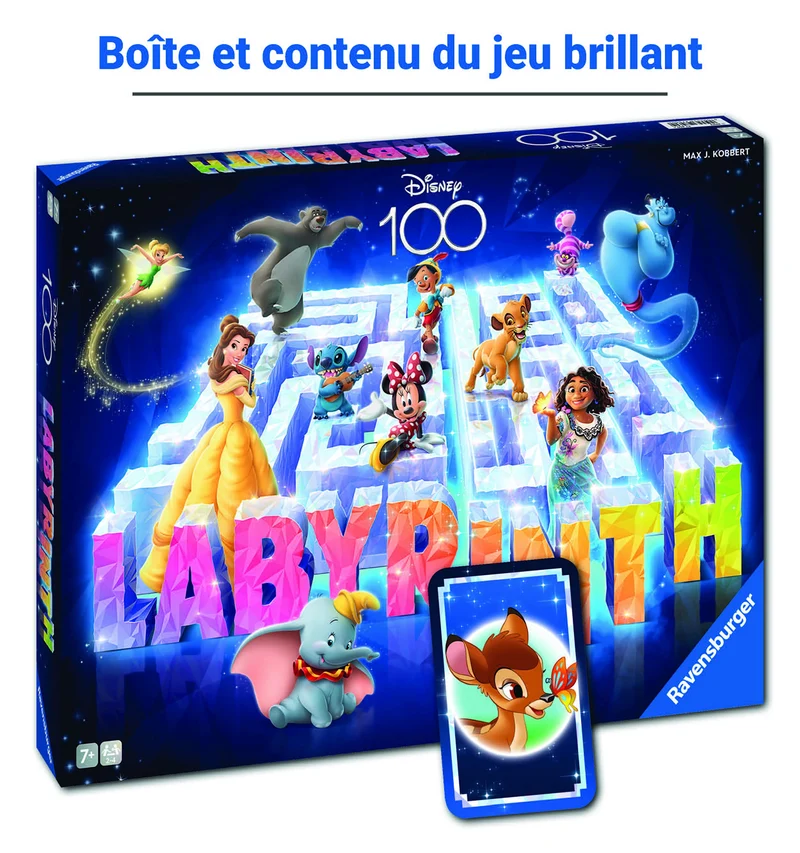 Ravensburger - Labirinto Disney 100° Anniversario, Gioco da Tavolo per Tutta la Famiglia, 2-4 Giocatori, Idea Regalo per Bambini 7+ Anni, Edizione in Italiano