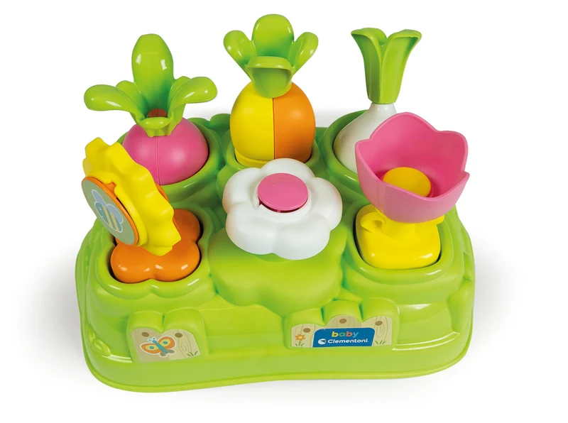 Clementoni - Banchetto in Plastica con 6 Elementi da Inserire, Baby Garden, Gioco per Bambini per lo Sviluppo di Coordinazione e Manualità, Regalo Bambini 0-36 Mesi, 17277