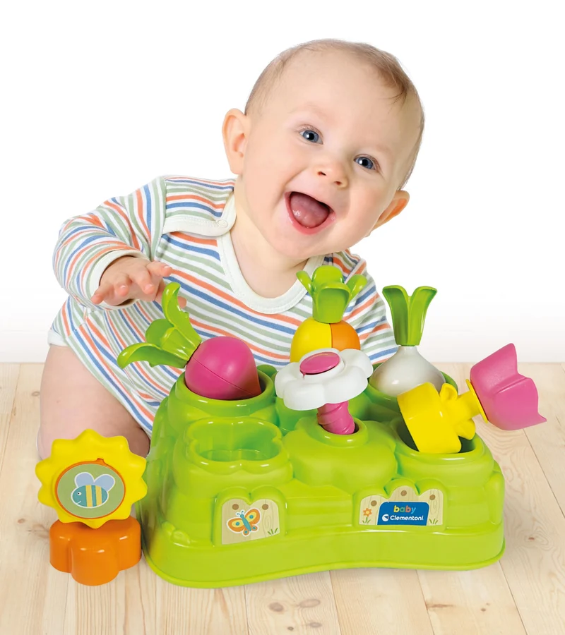 Clementoni - Banchetto in Plastica con 6 Elementi da Inserire, Baby Garden, Gioco per Bambini per lo Sviluppo di Coordinazione e Manualità, Regalo Bambini 0-36 Mesi, 17277